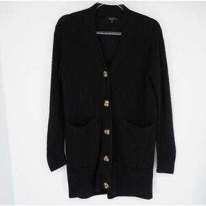 Quince Women Baby Alpaca-Wool Oversized Cardigan Black Small Knit